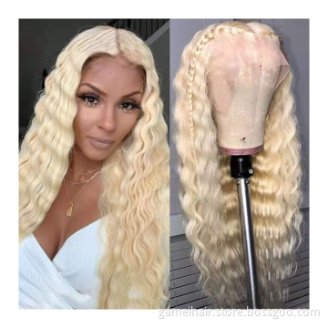 100  with part front  deep curl 36 front  3 tone european lace frontal wig 13x6 real  wave 613 curly human hair lace wig